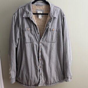 L.L. Bean Men's Gray Chambray Sherpa lined  Shirt Jacket